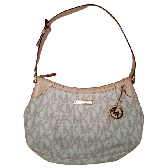 Michael Kors Jet Set Signature Vanilla PVC Shoulder Bag - Picture 1 of 12